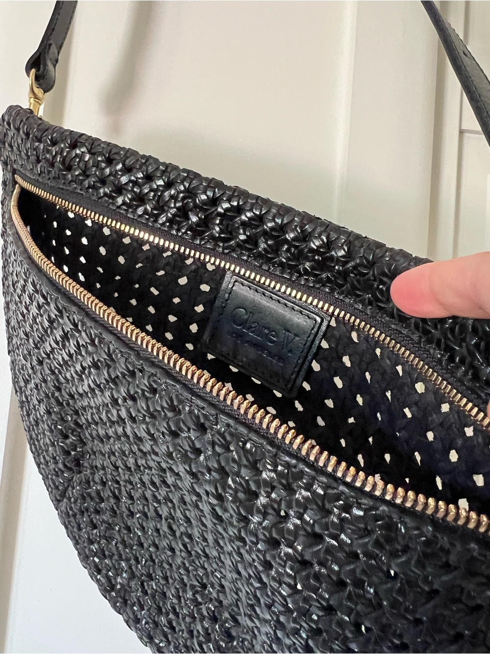 Clare V. Rattan Grande Fanny Black Leather - Picture 3 of 4